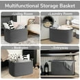 thumbnail image 4 of PrimeCook Shop Storage Basket, Rectangle Dirty Clothes Baskets for Laundry, Woven Basket for Living Room, Extra Large Cotton Rope Baskets for Toys, Blankets, 23.6" x 15.7" x 13.8", Dark Gray, 4 of 14