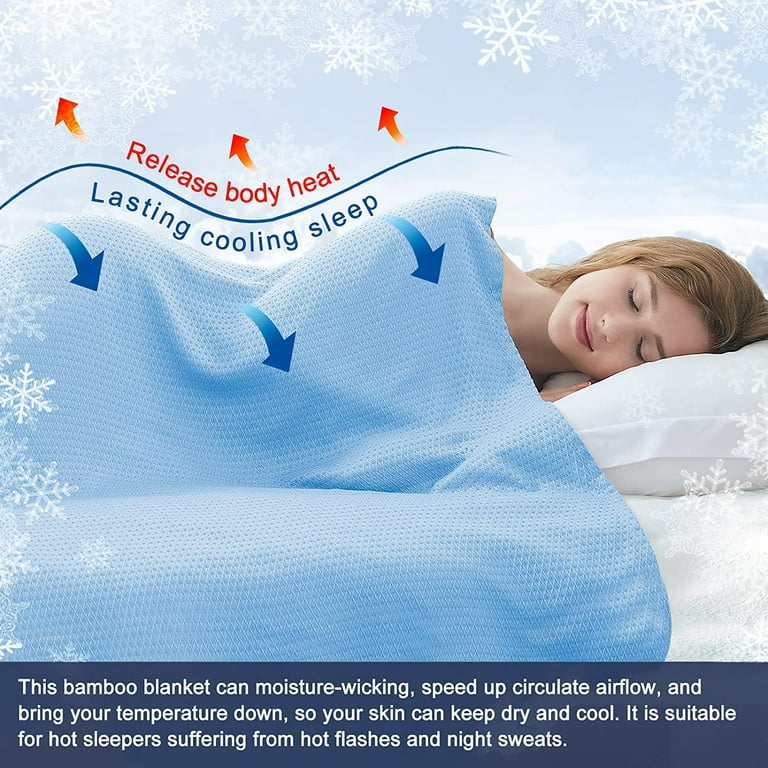 Cooling Throw Blanket for Hot Sleepers, 100% Bamboo Blanket for All-Season,  Cooling Blankets Absorbs Body Heat to Keep Cool on Warm Night, Ultra-Cool