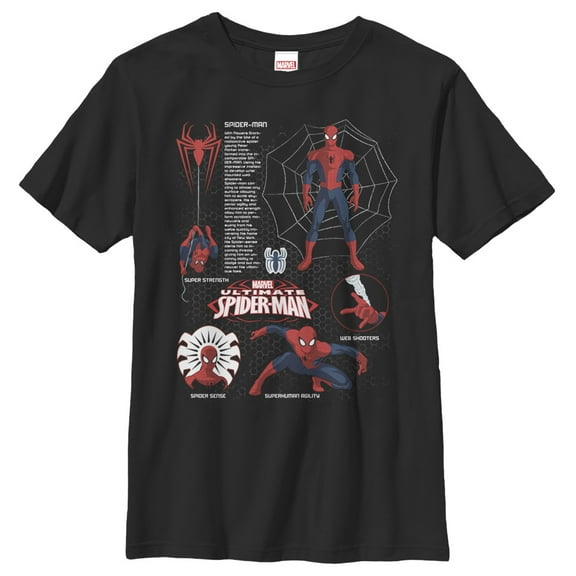Boy's Marvel Spider-Man Schematic  Graphic Tee Black Large