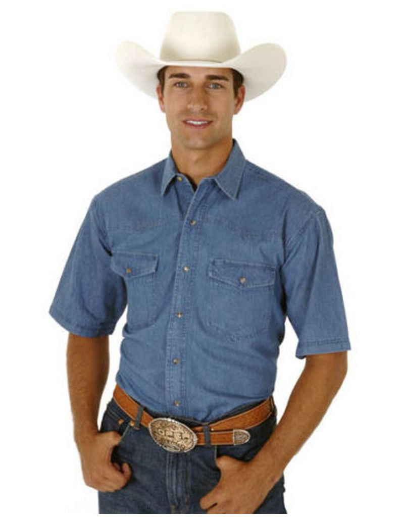 Roper Mens Denim Short Sleeve Western Shirt 06-002-0520-0110 Bu