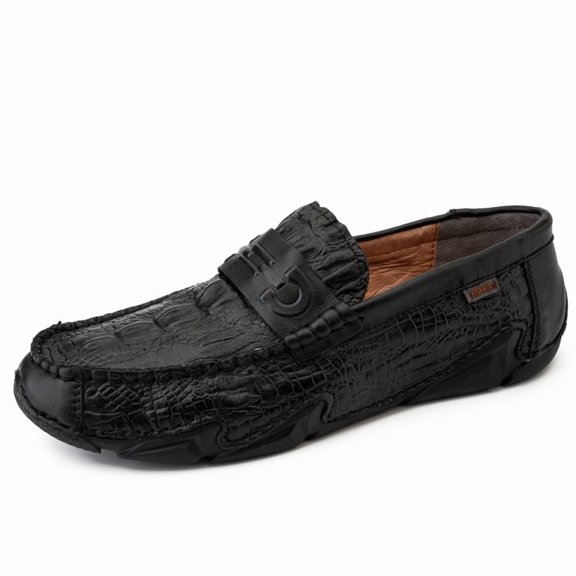 Men's Tan Croc-Embossed Casual Loafers