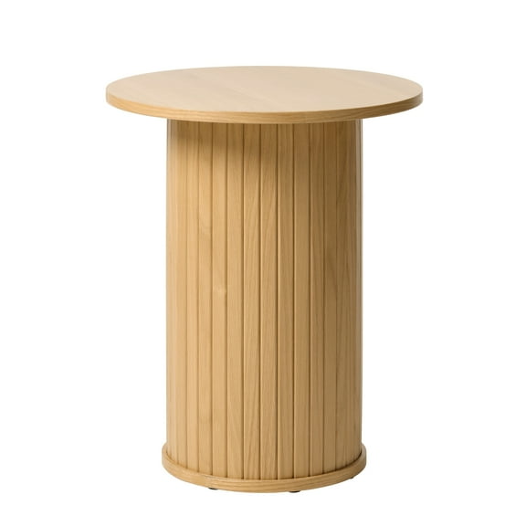 Unique Furniture Modern 20" Round Pedestal End Table in Natural Oak