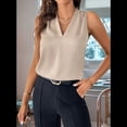 thumbnail image 2 of Camisetas Sin Mangas Plisadas para Mujer, Color Caqui, Talla L, 2 of 4
