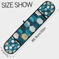 thumbnail image 3 of Yayeee Double Oven Mitt Kitchen Heat Resistant Baking 35" x7" Quilted Glove, Blue White Geometric Patterns, 3 of 6