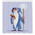 thumbnail image 3 of Wizard Shower Curtain, Happy Smiling Old Sorcerer Magician Character with White Beard Holding Magic Book, Fabric Bathroom Set with Hooks, 69W X 84L Inches Extra Long, Multicolor, by Ambesonne, 3 of 3