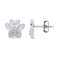 thumbnail image 2 of Round Cut Lab Created Moissanite Dog Paw Print Stud Earrings 925 Sterling Silver, 2 of 2