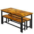 thumbnail image 4 of Lamerge Dining Table Set with 2 Benches, Kitchen Table Set for 4-6 Persons, Kitchen Table of 47.2 x 28.7 x 28.7 Inches, Bench of 41.3 x 11.8 x 17.7 Inches Each, Brown, 4 of 8