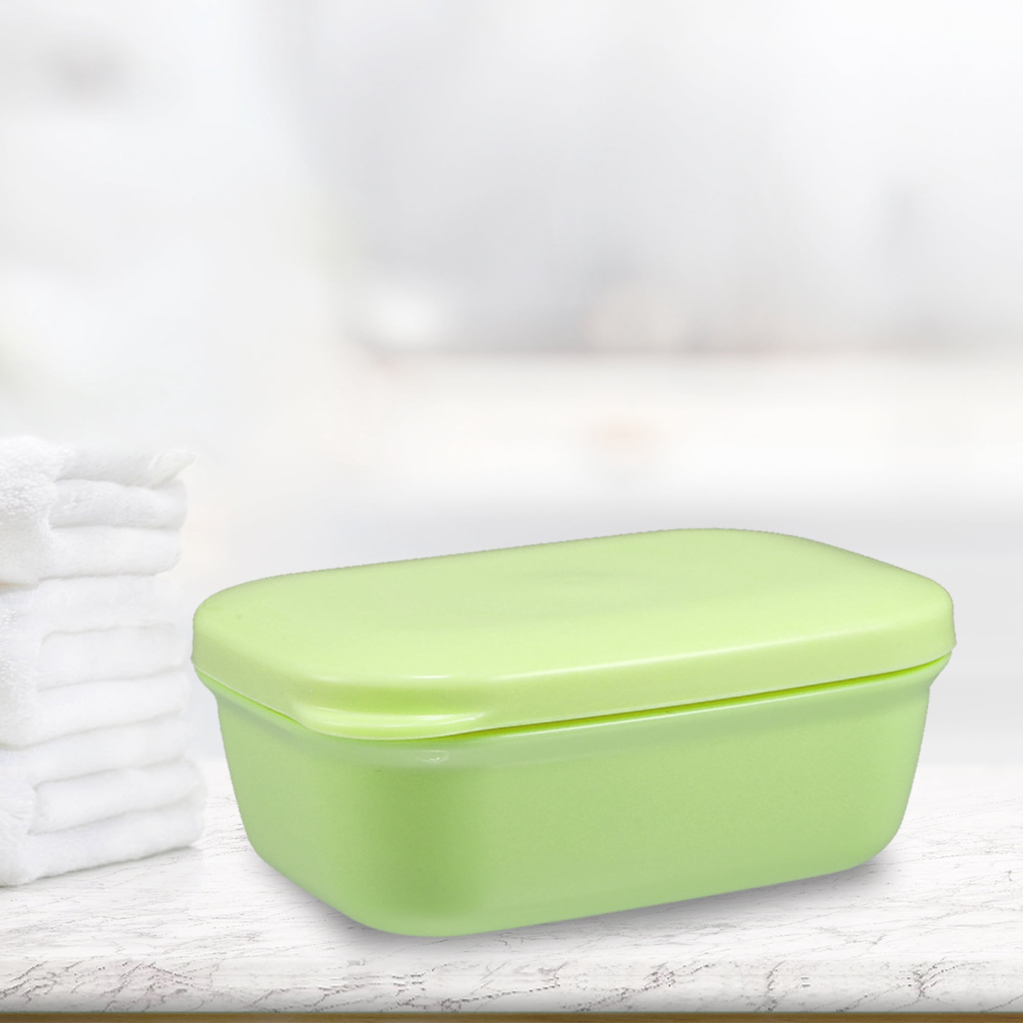 Unique Bargains Soap Dish Keep Soap Dry Soap Cleaning Storage for Bathroom Kitchen Green