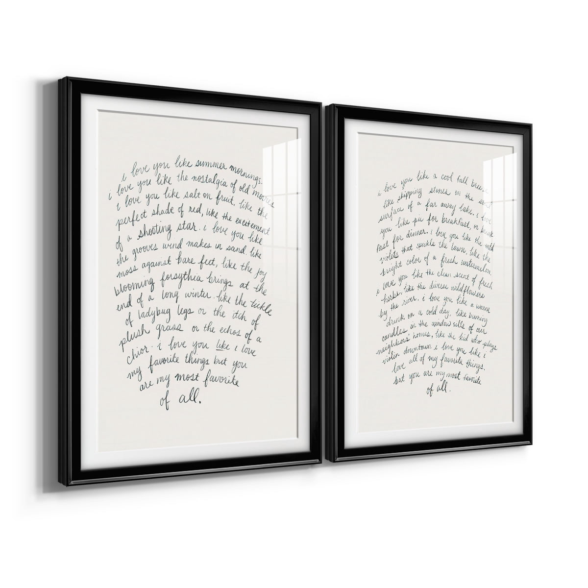 Wexford Home Letter to a Lover I Premium Framed Print, 18.5" x 24.5" - Ready to Hang, Black (Set of 2)