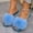 Blue, variant on Women Square Open Toe Fluffy Faux Fur Single Strap Flat Slide Sandals Blue 7.5