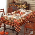 thumbnail image 3 of Fall Tablecloth 60x102 Inch Rectangle, Plaid Pumpkin Print Waterproof Wrinkle-Resistant Table Cloth for Autumn Thanksgiving Harvest Dining Kitchen Decor, 3 of 7