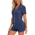 thumbnail image 3 of Women Pajamas Set Bride Pajamas Short Sleeve Sleepwear Button down Lounge Sets Nightwear Soft Pjs with Pockets S-XXL, 3 of 5