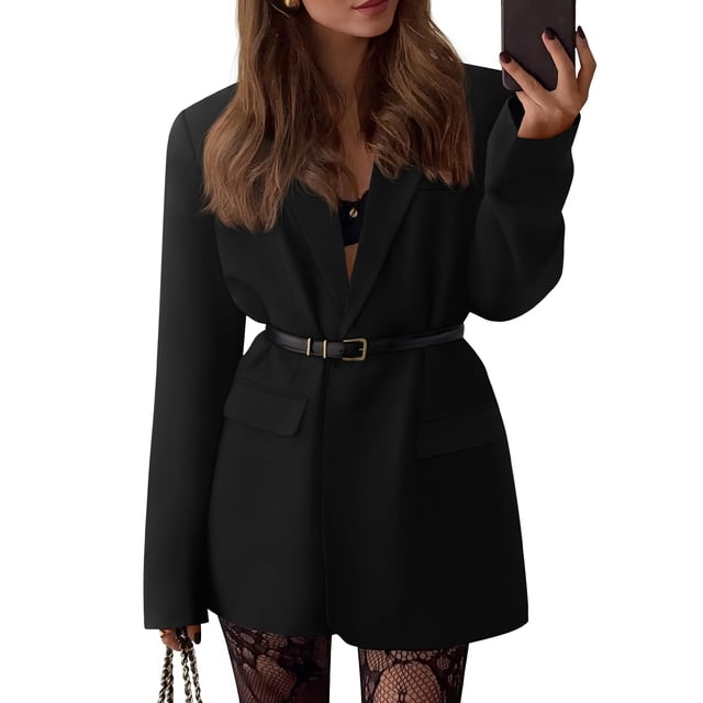 Blazer BTFBM 2025 de otoño, oversize, negro, talla mediana