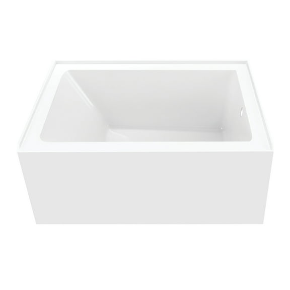 Aqua Eden VTAP4836R22 48" Acrylic Rectangular 3-Wall Alcove Tub, Right Hand Drain, Glossy White
