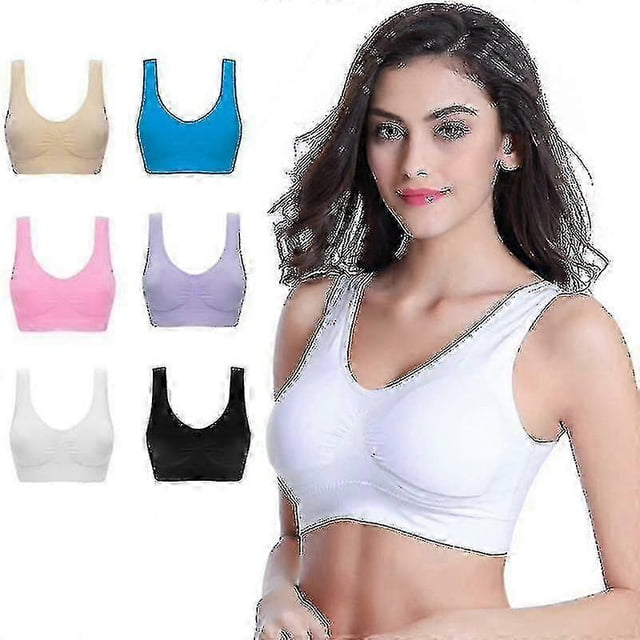 6 Pack Genie Bra Seamless Sports Underwear Breathable Sexy Invisible Vest For Yoga Running Zekai