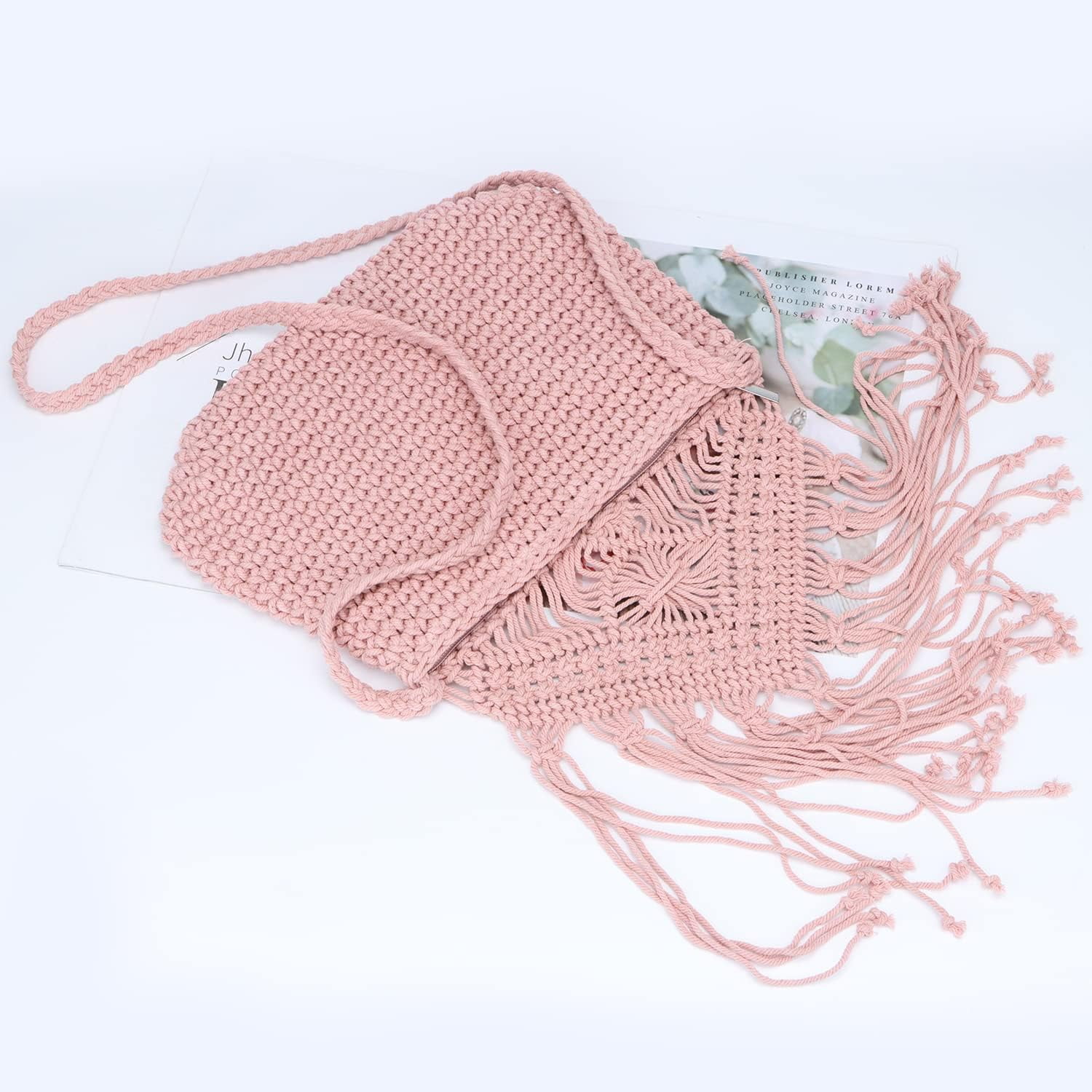 Retro Crochet Crossbody Shoulder Bag for Women Woven Fringe hobo bags Summer Beach Handmade Purse