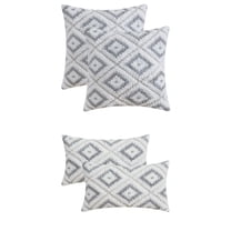 Unique Bargains 4 Pcs Soft Plush Throw Pillow Covers Grey 12" x 20"/16" x 16"
