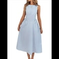 thumbnail image 2 of Vestido de Mujer de Cintura Alta, Sin Mangas, A Rayas, Color Liso, Estilo Verano 2025. Azul XL, 2 of 10