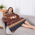 thumbnail image 5 of Oversized Wearable Blanket Hoodie,Boho Multicolor Geometric Ethnic Pattern Sherpa Blanket Hoodie with Super Pockets,Super Warm Fuzzy Pullover for Women & Men, 5 of 6