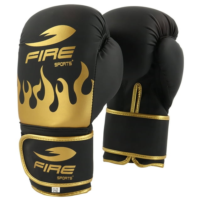 Par de Guantes de Boxeo Fire Sports PVC Línea Fire One Dorado Negro