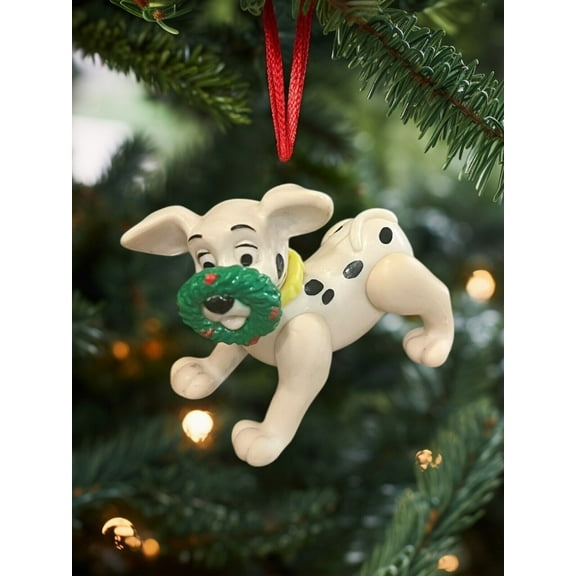 ORNAMENT 101 Dalmatians Holding Green Holiday Wreath Disney Figurine Charm Gift