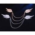 thumbnail image 6 of Angel Wings Tassel Chain Brooch Collar Pins. Rhinestone Metal Feather Lapel Pin, Suit Coat Breastpin for Women Men's Accessories, 6 of 13