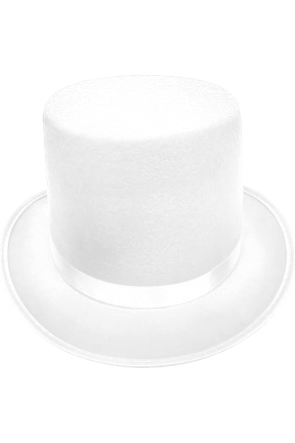 Roll Brims Tall Top Hat for Adults, Cosplayers, Performers, Unisex - White, 54-56cm, Magician, Halloween, Formal Events, Cosplay, Stage Show Headwear