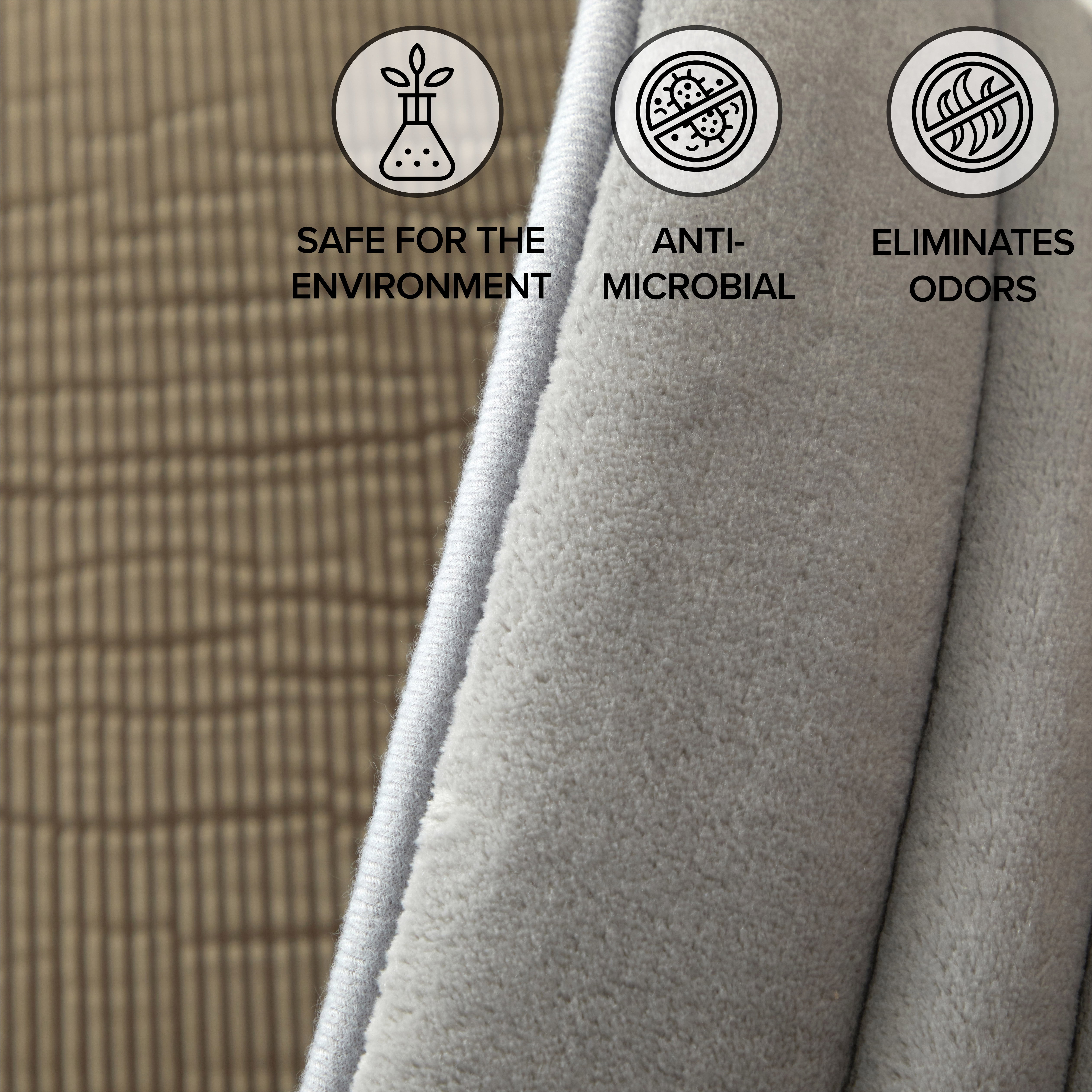 Sharper Image Hotel Boarder Memory Foam Back Bath Rug, Light Grey Polyester, 21 x 34" inches