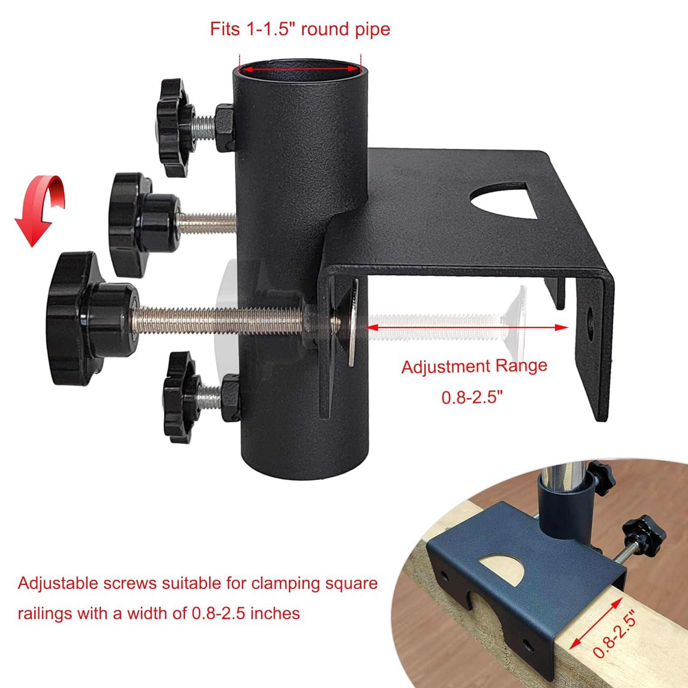 VANROUG Heavy Duty Parasol Holder Patio Umbrella Stand Mount Umbrella Stand Bench Buddy Umbrella Holder Fixed Clip Umbrella Clamp for Deck,Chair,Desk,Dock,Beach Courtyard Balcony,Boats,Tailgates