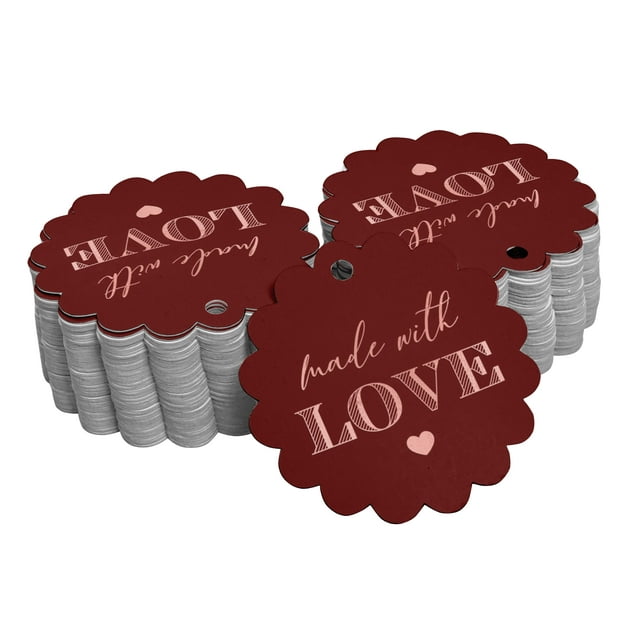 Inkdotpot Made With Love Text Bottle Tag Real Rose Gold Foil Favor Hang Tags 50 Pack