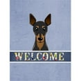 thumbnail image 1 of Carolines Treasures BB1426CHF Min Pin Welcome Flag Canvas House Size, 1 of 4