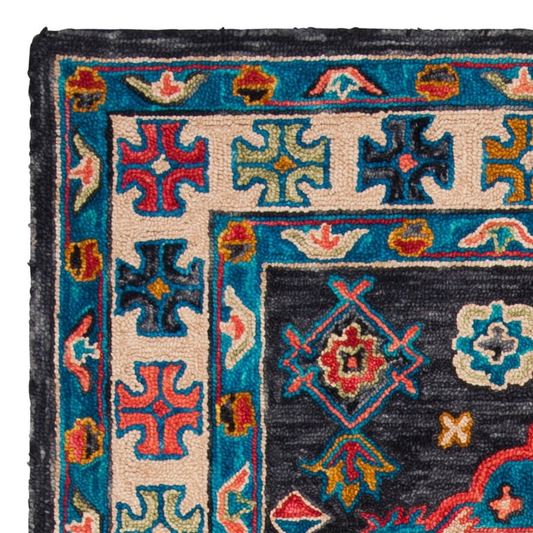 SAFAVIEH Aspen Hand-Tufted Wool Area Rug - 6' X 9', Charcoal & Blue, Geometric Boho