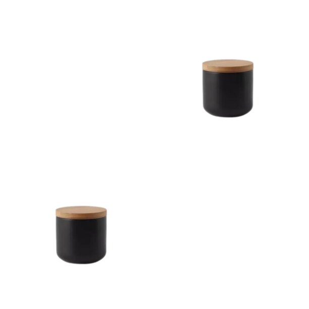 Tarro de almacenamiento Monstrate de cerámica antideslizante negro pequeño 2Conjunto