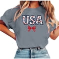 thumbnail image 5 of Hilenly 4th of July Outfits for Women USA Patriotic Shirts Short Sleeve Summer Tops Graphic Tee, 5 of 6