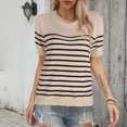 thumbnail image 1 of mfyjkho Tops Para Salir, Top Informal De Manga Corta A Rayas Con Cuello Redondo A La Moda Para Mujer Tops Para Hacer Ejercicio L, 1 of 4