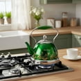 thumbnail image 2 of HausRoland Stainless Steel Stovetop Kettle with Ergonomic Handle 0.74 Qt (0.7 L) Tea Kettle for Stove Top, Green, 2 of 7