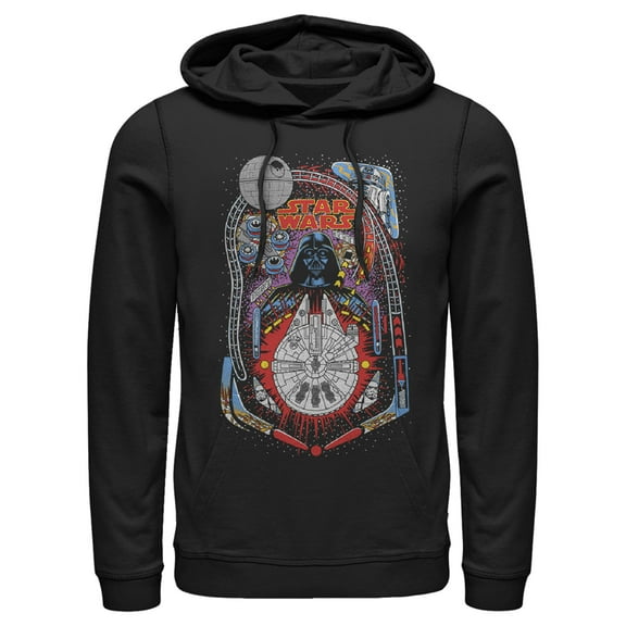 Men's Star Wars Darth Vader Death Star Pinball Pull Over Hoodie Black 2X Large