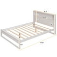 thumbnail image 3 of 3-Pieces Bedroom Sets, Queen Size Platform Bed with Two Nightstands Solid Wood Bed Frame with Storage Headboard, Sockets and USB Ports for Bedroom Easy Assembly, Antique White, 3 of 7