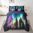 thumbnail image 2 of Homewish Abstract Aurora Bedding Comforter Set 7-Piece for Teens Boys Girls,Jungle Woodland King Bedding Sets,Gradient Ombre Ultra Soft Bed Sheets,Breathable Home Decor,Reversible, 2 of 8