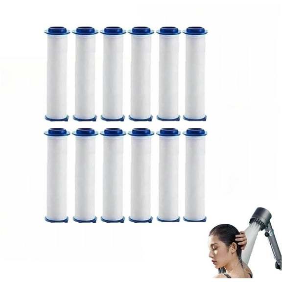 12Pcs Showerhead Filters, Shower Head Filter, 3.7" x 0.9" PP Cotton Filter Cartridge, Turbo Showerhead, Filtered Shower Head Filters
