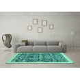 thumbnail image 3 of Ahgly Company Machine Washable Indoor Rectangle Oriental Turquoise Blue Traditional Area Rugs, 8' x 10', 3 of 4