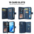 thumbnail image 4 of Dteck OnePlus Nord N200 5G Case, Heavy Duty 15 Card Slots Large Capacity Zipper Pocket 2 in 1 Wallet Phone Case for OnePlus Nord N200 5G, Blue, 4 of 6
