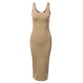 thumbnail image 1 of Doublju Women's Sleeveless Bodycon High Split Tank Midi Dress Shirring Details Dress, 1 of 4