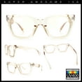 thumbnail image 2 of Womens Hipster Thick Plastic Horn Rim Blue Light Filtering Computer Glasses Beige, 2 of 8