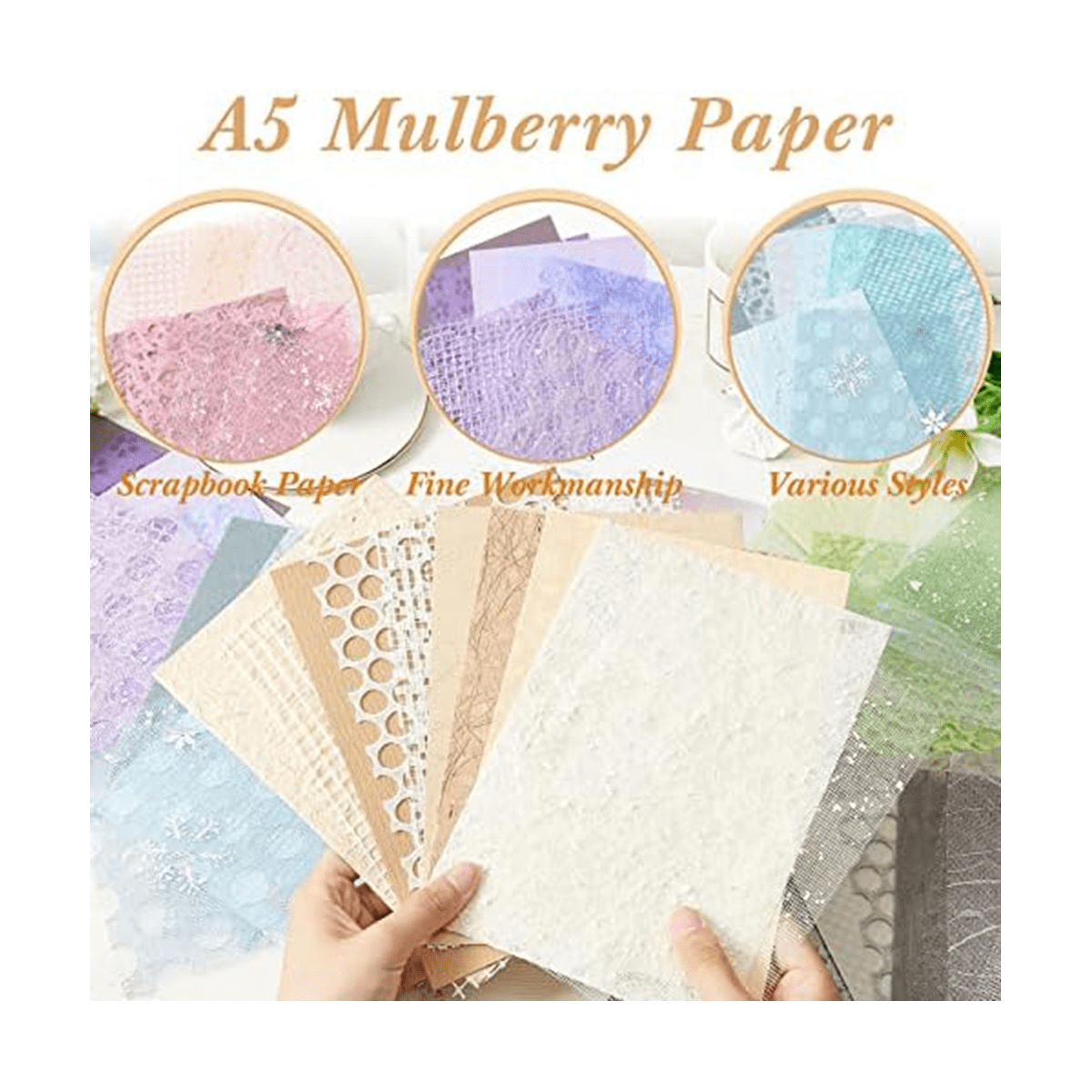 60Sheets Scrapbooking Paper A5 Paper Scrapbooking Paper Embossed Paper for Scrapbooking Journaling Craft Art Card Making