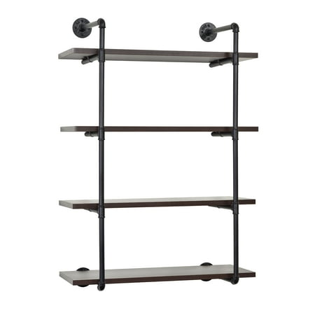 4 Tiered Metal Pipe Floating Wall Shelf