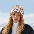 thumbnail image 2 of CUZIBR Winter Scarf Hat Set Winter Unisex Fashion Knit Hat Casual Tie Dye Letter Print Outdoor Streetwear Stylish Skull Caps Warm Soft Dailywear,Coffee,One Size, 2 of 5