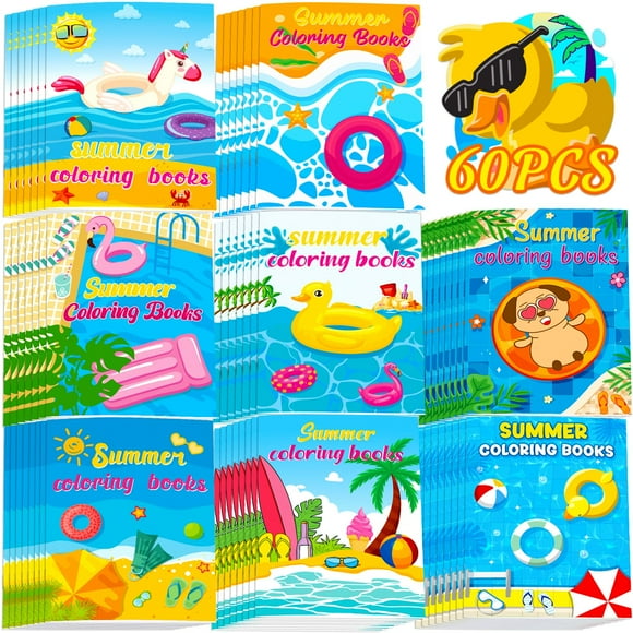 Libros para colorear 90shine Summer, 60 unidades, para niños de 4 a 8 años