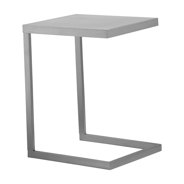 Mesa auxiliar Benzara Tom, 59 cm, en forma de C, acero plateado