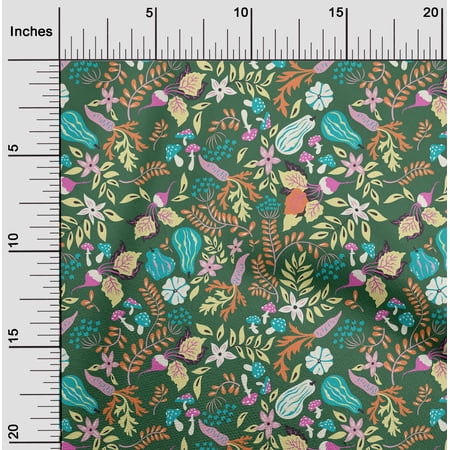 oneOone Cotton Jersey Green Fabric Floral Dress Material Fabric Print Fabric By The Yard 58 Inch Wide